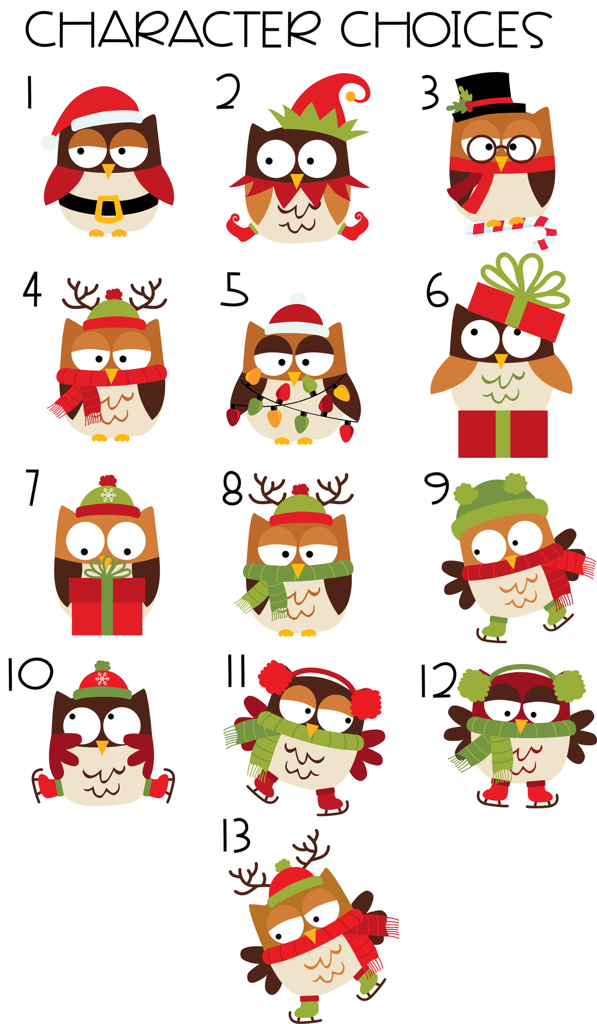 Ornament - "Christmas Owls Family"