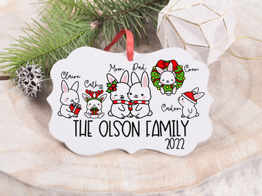 Ornament - "Christmas Bunnies Family"