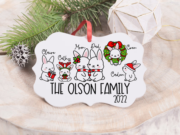 Ornament - "Christmas Bunnies Family"