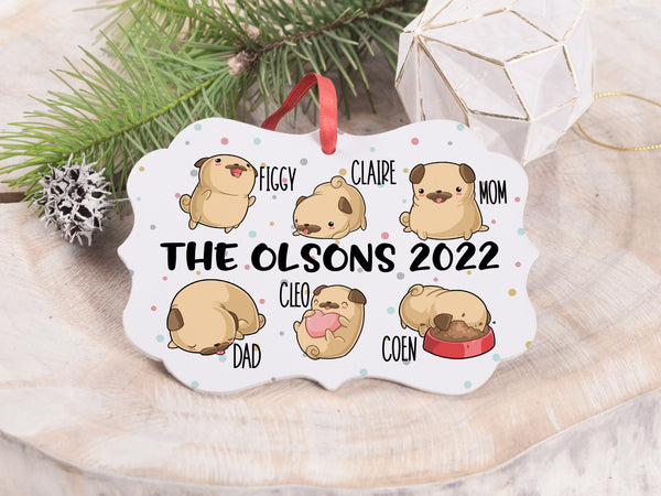 Ornament - "Pug Family"