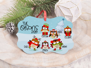 Ornament - "Christmas Owls Family"